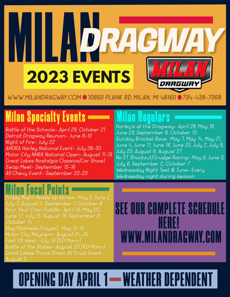 Racing Schedule - Milan Dragway